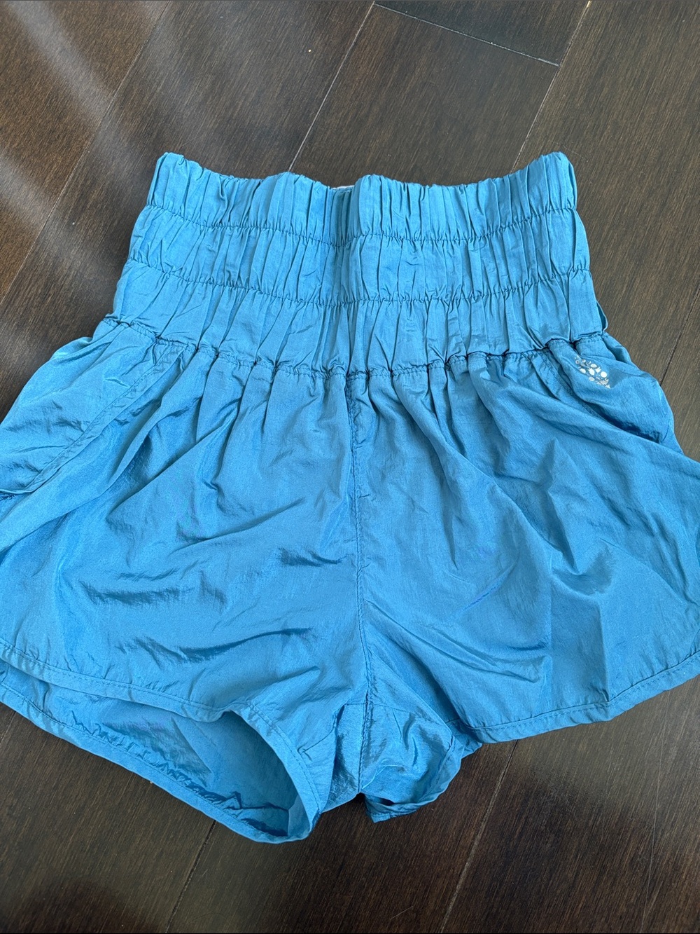 FP Movement by Free People Turquoise High-Waist Smocked Shorts